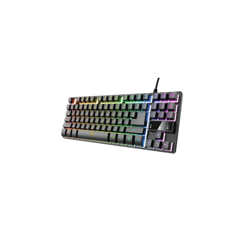 Teclado Trust Gaming Gxt 833 Thado Metalico Compacto Iluminacion Led Multicolor Anti-ghosting 12 Tecl.multimedia Usb 24067