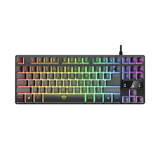 Teclado Trust Gaming Gxt 833 Thado Metalico Compacto Iluminacion Led Multicolor Anti-ghosting 12 Tecl.multimedia Usb 24067