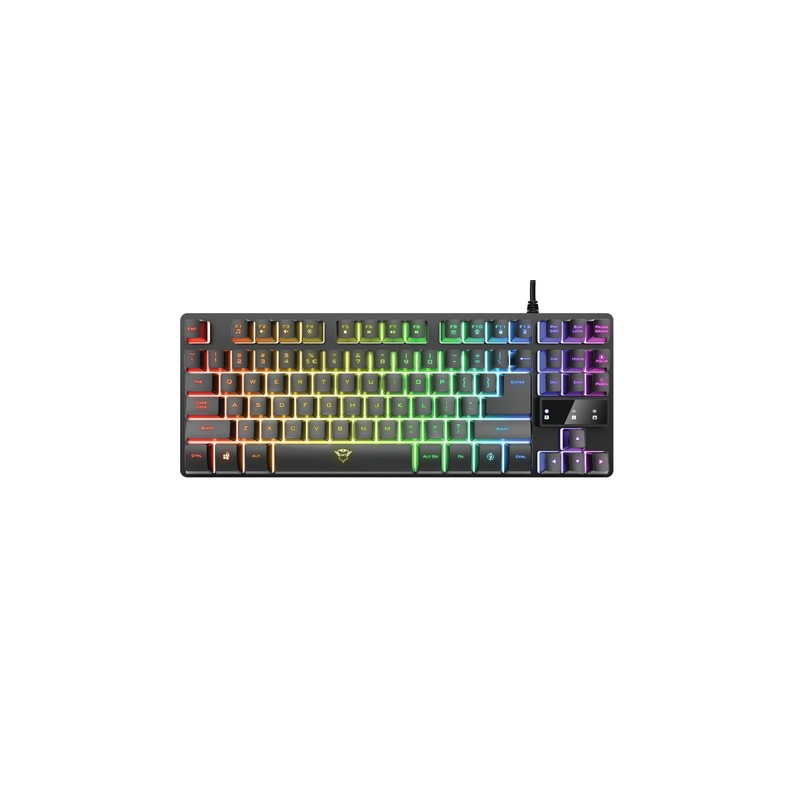 Teclado Trust Gaming Gxt 833 Thado Metalico Compacto Iluminacion Led Multicolor Anti-ghosting 12 Tecl.multimedia Usb 24067