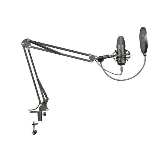 Microfono Trust Gxt 252+ Emita - Pc Patron Cardioide - Con Brazo -incluye Soporte Y Estuche - Filtro