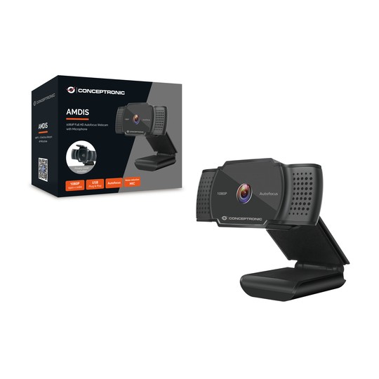 Webcam Hd Conceptronic Amdis 2k Interpolado Usb 3.6mm Autofocus 30 Fps Angulo Vision 72º Microfono Integrado