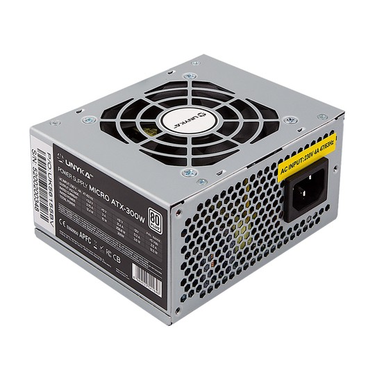 Fuente De Alimentacion Unykach Sfx 52002 300w 85% De Eficiencia Energetica Apfc Activo Ventilador 80mm Silencioso