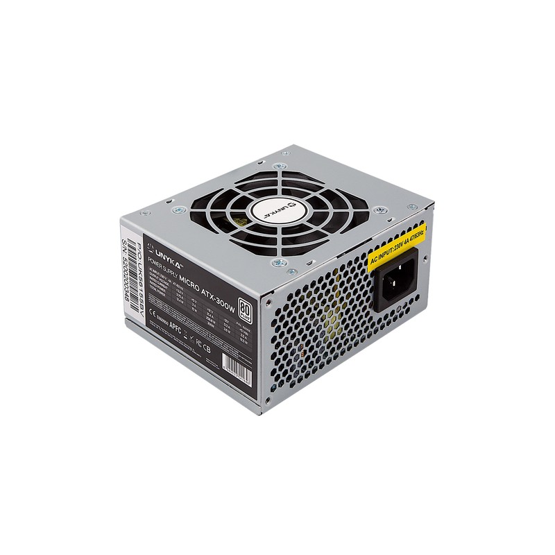 Fuente De Alimentacion Unykach Sfx 52002 300w 85% De Eficiencia Energetica Apfc Activo Ventilador 80mm Silencioso