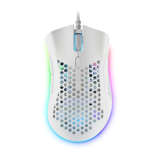 Mouse Mars Gaming Rgb Mmex Dise¾o Hive White 32kdpi Pixart 3389pro Switch Superficie Perforada Iluminacion Rgb Chroma