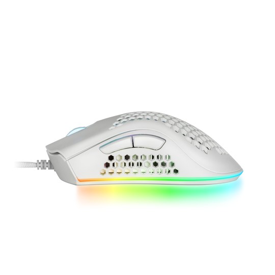 Mouse Mars Gaming Rgb Mmex Dise¾o Hive White 32kdpi Pixart 3389pro Switch Superficie Perforada Iluminacion Rgb Chroma