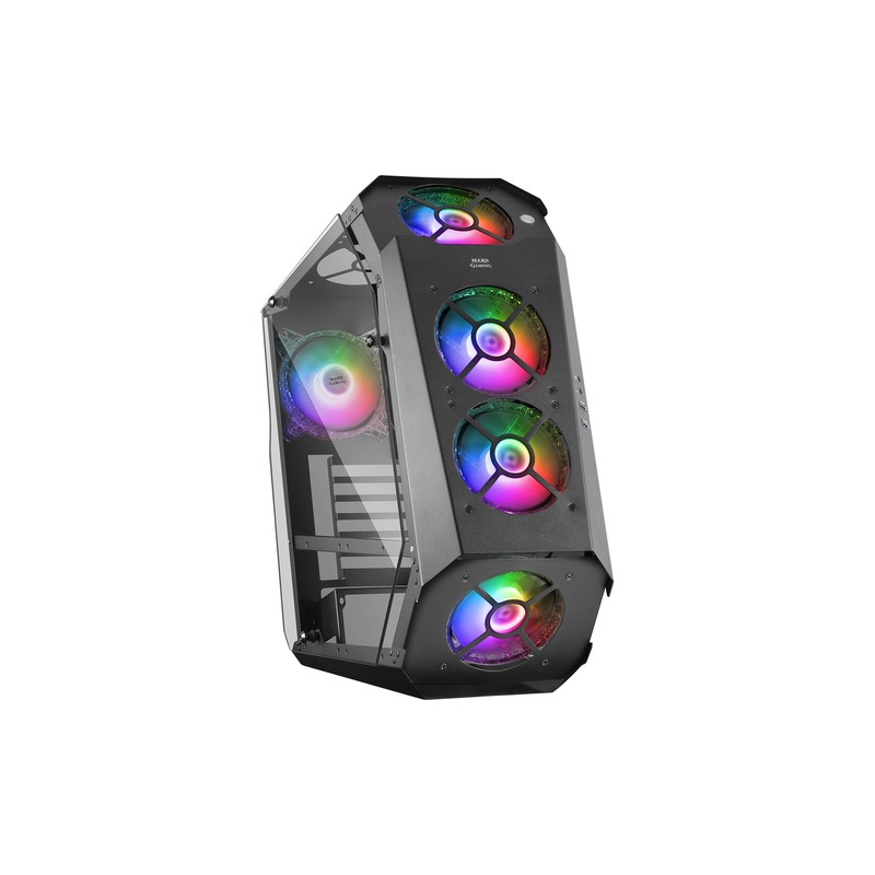 Caja Atx Semitorre Gaming Mars Gaming Mc51 Black Diseño Extremo 5 Ventiladores 120mm Chroma Rgb Late