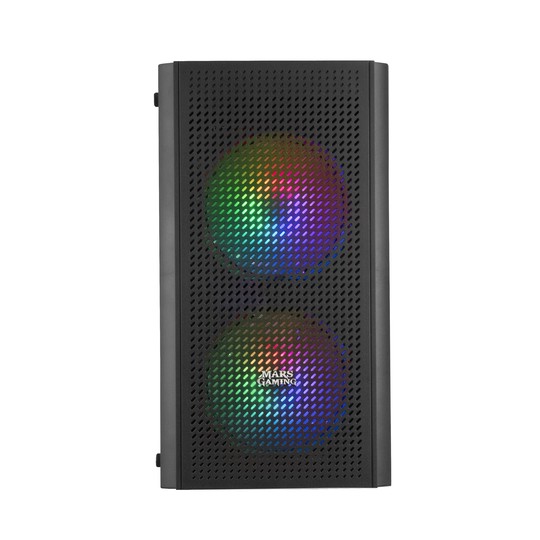 Caja Microatx Gaming Mars Gaming Mc300 Black Frontal Mesh 3xventiladores 120mm Rgb Lateral De Crista
