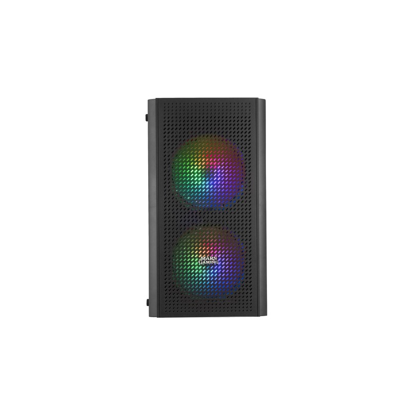 Caja Microatx Gaming Mars Gaming Mc300 Black Frontal Mesh 3xventiladores 120mm Rgb Lateral De Crista