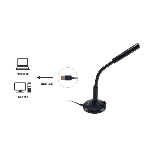 Microfono Sobremesa Equip Life Onmidireccional Usb Brazo Flexible Boton Mute