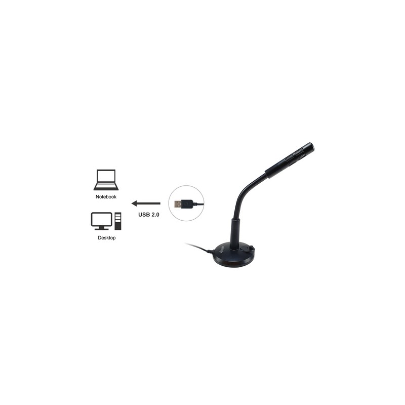 Microfono Sobremesa Equip Life Onmidireccional Usb Brazo Flexible Boton Mute