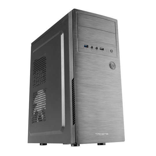 Caja Atx Semitorre Tacens Initiox Black Frontal Con Acabado Aluminio Pulido 2xbahia Externa 5.25" 2x