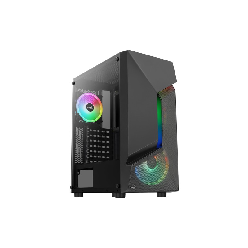 Caja Atx Semitorre Gaming Aerocool Scape Black V3 Frontal Con Linea Argb Incluye 3 Ventiladores Argb