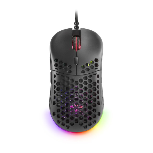Mouse Mars Gaming Rgb Mm55 Dise¾o Hive Black 12800dpi A825pro Switch Huano Superficie Perforada Ilum