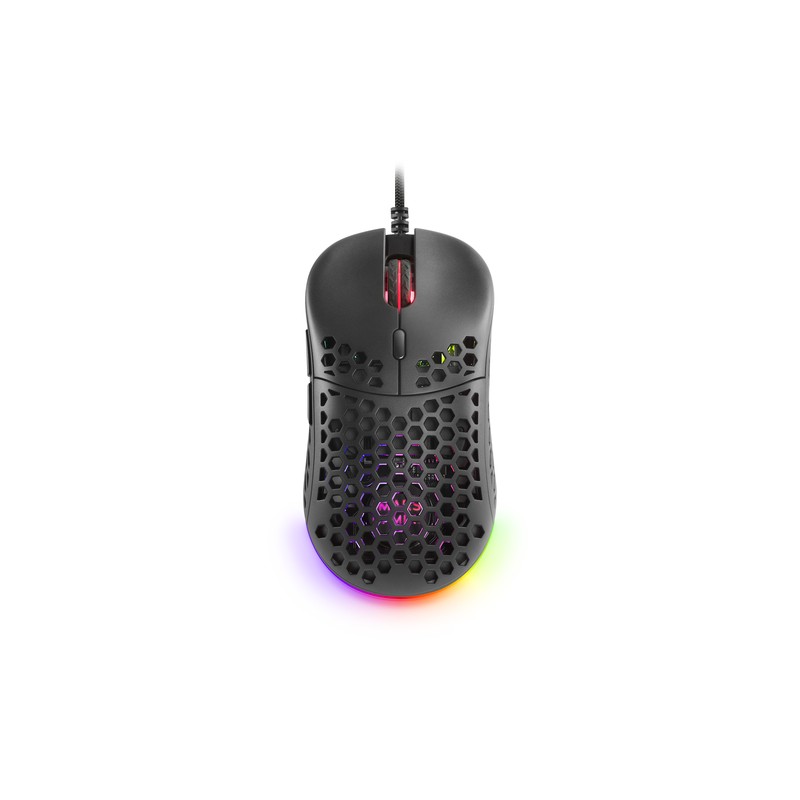 Mouse Mars Gaming Rgb Mm55 Dise¾o Hive Black 12800dpi A825pro Switch Huano Superficie Perforada Ilum