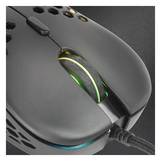 Mouse Mars Gaming Rgb Mm55 Dise¾o Hive Black 12800dpi A825pro Switch Huano Superficie Perforada Ilum