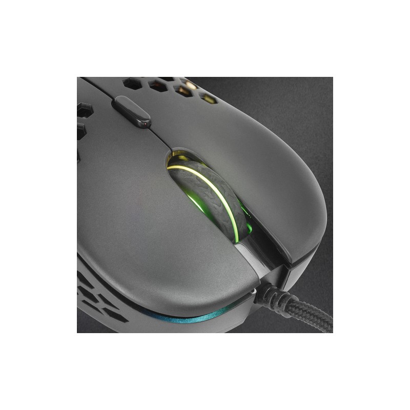 Mouse Mars Gaming Rgb Mm55 Dise¾o Hive Black 12800dpi A825pro Switch Huano Superficie Perforada Ilum
