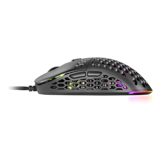 Mouse Mars Gaming Rgb Mm55 Dise¾o Hive Black 12800dpi A825pro Switch Huano Superficie Perforada Ilum