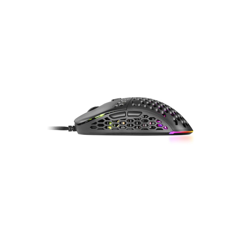 Mouse Mars Gaming Rgb Mm55 Dise¾o Hive Black 12800dpi A825pro Switch Huano Superficie Perforada Ilum