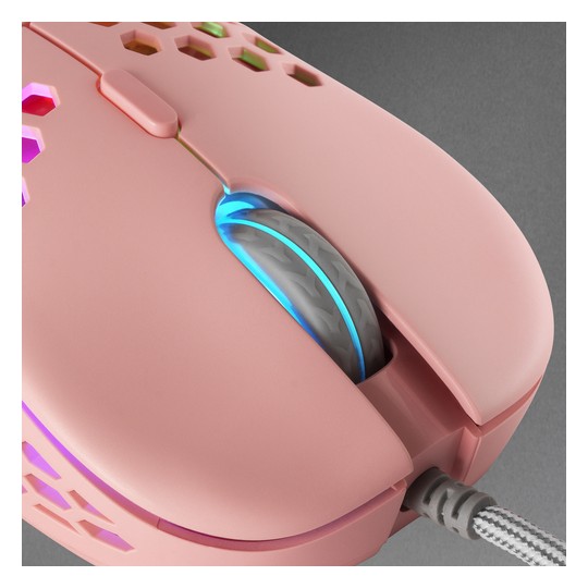 Mouse Mars Gaming Rgb Mm55p Dise¾o Hive Pink 12800dpi A825pro Switch Huano Superficie Perforada Ilum