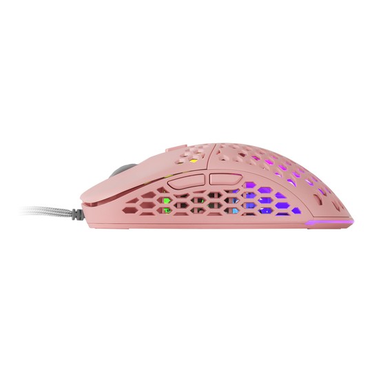 Mouse Mars Gaming Rgb Mm55p Dise¾o Hive Pink 12800dpi A825pro Switch Huano Superficie Perforada Ilum
