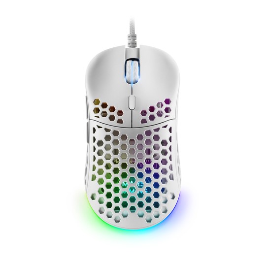 Mouse Mars Gaming Rgb Mm55w Dise¾o Hive White 12800dpi A825pro Switch Huano Superficie Perforada Ilu