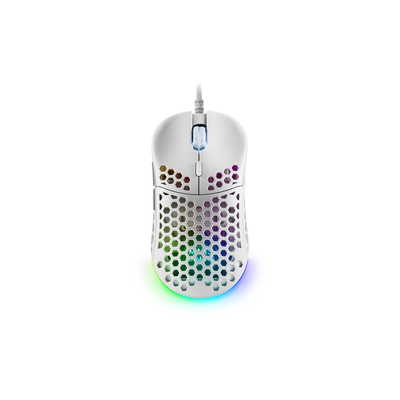 Mouse Mars Gaming Rgb Mm55w Dise¾o Hive White 12800dpi A825pro Switch Huano Superficie Perforada Ilu