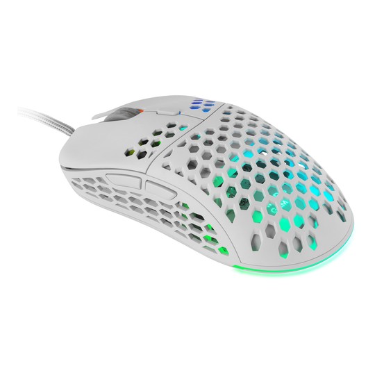 Mouse Mars Gaming Rgb Mm55w Dise¾o Hive White 12800dpi A825pro Switch Huano Superficie Perforada Ilu
