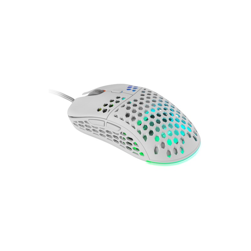 Mouse Mars Gaming Rgb Mm55w Dise¾o Hive White 12800dpi A825pro Switch Huano Superficie Perforada Ilu