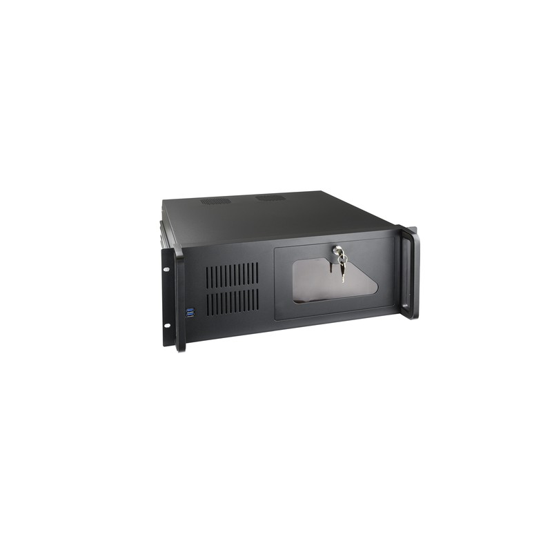 Caja Rack 19" 4u Tooq Rack-406n-usb3 Frontal Con Puerta Y Rejilla Con Llave Chasis De Acero 1.2mm Color Negro