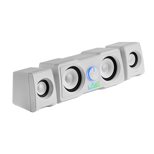 Altavoces 2.2 Mars Gaming Ms22w Sistema De Doble Subwoofer 35w Rgb Flow Conexion Jack 3.5mm Color Blanco Alimentacion Por Usb