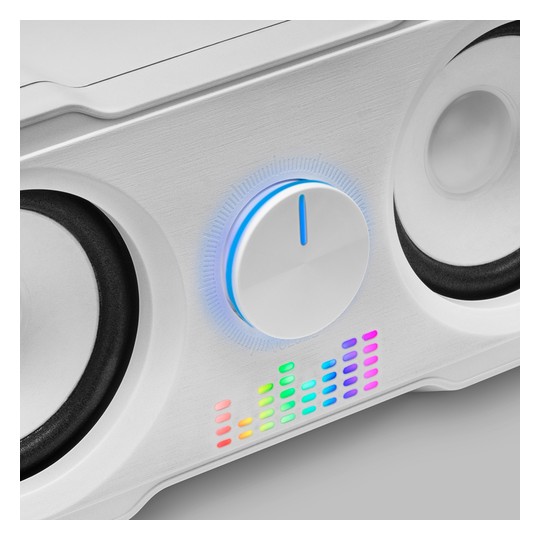 Altavoces 2.2 Mars Gaming Ms22w Sistema De Doble Subwoofer 35w Rgb Flow Conexion Jack 3.5mm Color Blanco Alimentacion Por Usb