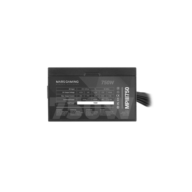 Fuente De Alimentacion Tacens Mars Gaming Mpiii 750w, Eficiencia 85% Pfc Activo Vent 12x12 14db Hasw