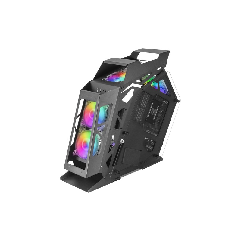 Caja Microatx Gaming Mars Gaming Mc61 Black Diseño Premium Controladora Argb Con Mando 4 Ventiladores De 120 Rgb Sin Fuente