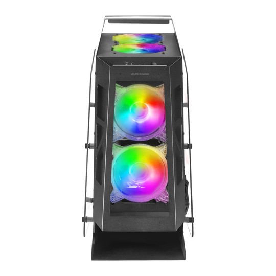 Caja Microatx Gaming Mars Gaming Mc61 Black Diseño Premium Controladora Argb Con Mando 4 Ventiladores De 120 Rgb Sin Fuente