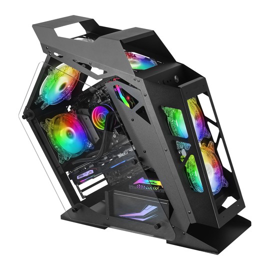 Caja Microatx Gaming Mars Gaming Mc61 Black Diseño Premium Controladora Argb Con Mando 4 Ventiladores De 120 Rgb Sin Fuente