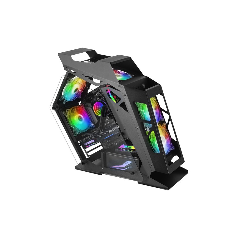 Caja Microatx Gaming Mars Gaming Mc61 Black Diseño Premium Controladora Argb Con Mando 4 Ventiladores De 120 Rgb Sin Fuente
