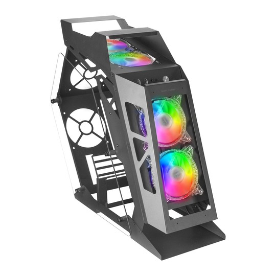 Caja Microatx Gaming Mars Gaming Mc61 Black Diseño Premium Controladora Argb Con Mando 4 Ventiladores De 120 Rgb Sin Fuente