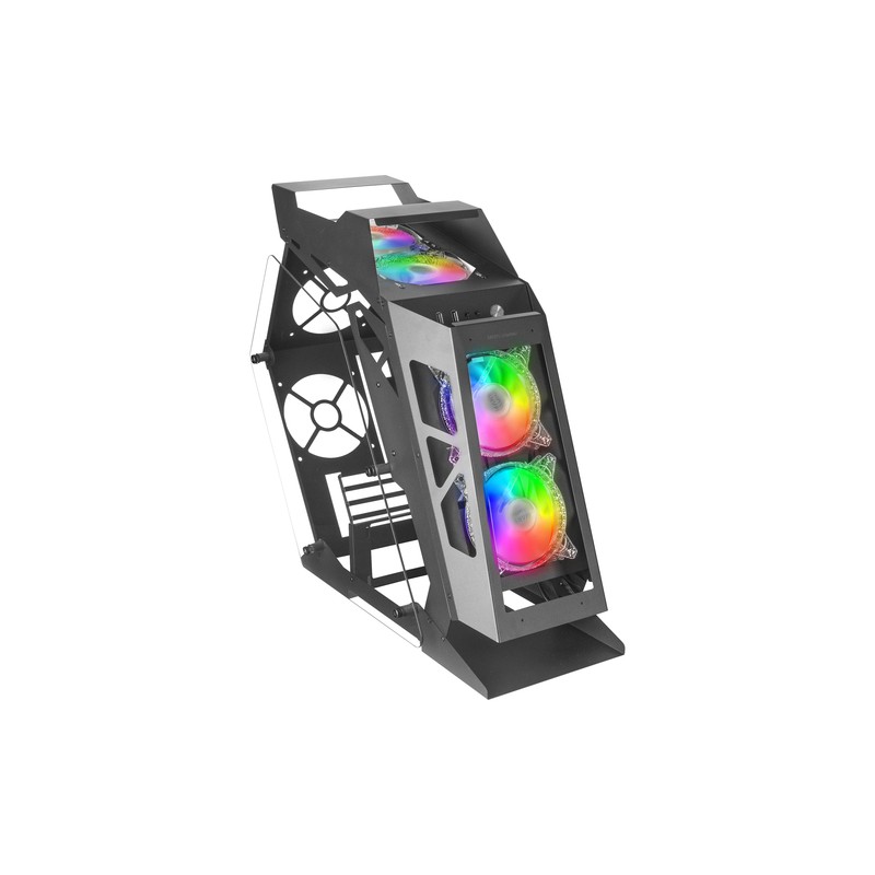 Caja Microatx Gaming Mars Gaming Mc61 Black Diseño Premium Controladora Argb Con Mando 4 Ventiladores De 120 Rgb Sin Fuente