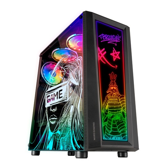 Caja Atx Semitorre Gaming Mars Gaming Mc-art Black Lateral Y Frontal Personalizable Con Iluminacion
