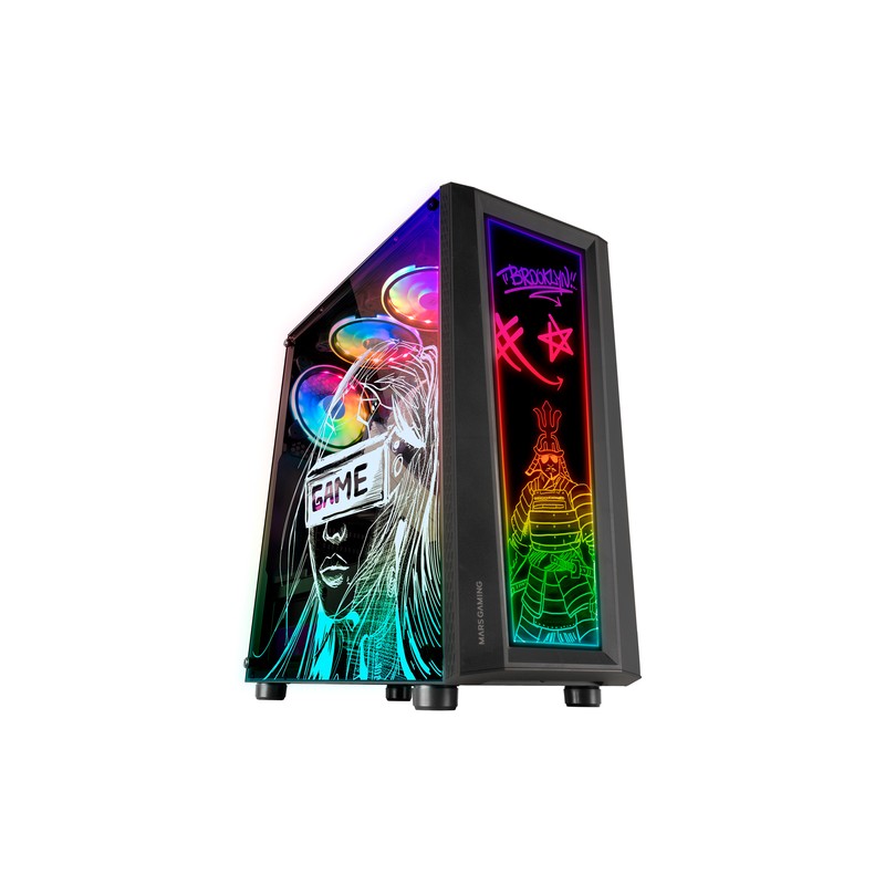 Caja Atx Semitorre Gaming Mars Gaming Mc-art Black Lateral Y Frontal Personalizable Con Iluminacion