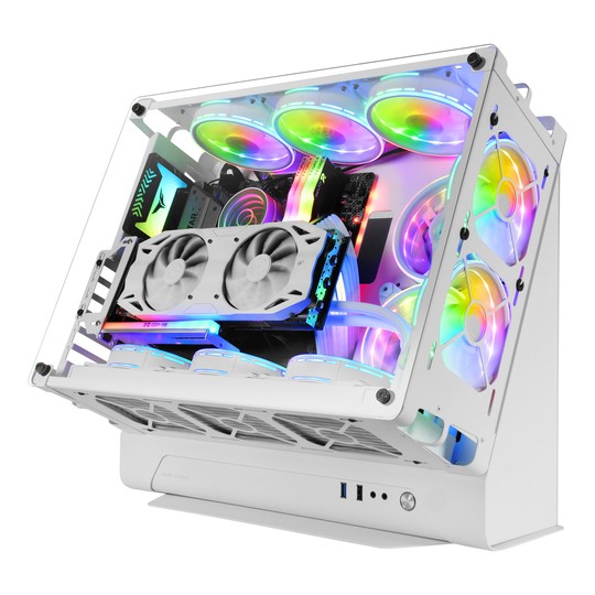 Caja Microatx Gaming Mars Gaming Mcb White Diseño Custom Premium Sistema Modular Sin Fuente De Alimentacion