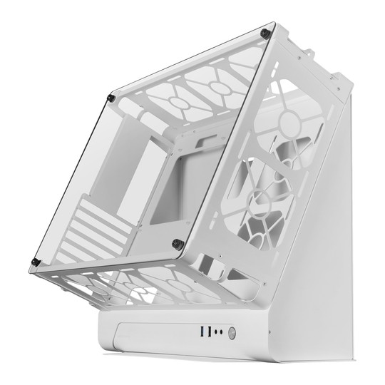 Caja Microatx Gaming Mars Gaming Mcb White Diseño Custom Premium Sistema Modular Sin Fuente De Alimentacion