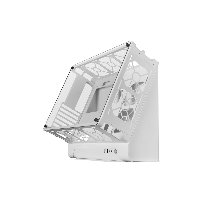 Caja Microatx Gaming Mars Gaming Mcb White Diseño Custom Premium Sistema Modular Sin Fuente De Alimentacion