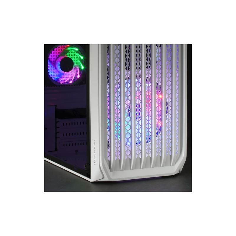 Caja Microatx Gaming Mars Gaming Mc-s2 White Frontal Con Ventilador Frgb Ventana Lateral Sin Fuente De Alimentacion