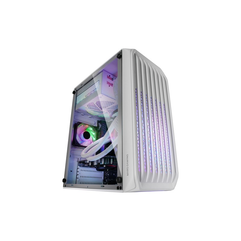Caja Microatx Gaming Mars Gaming Mc-s2 White Frontal Con Ventilador Frgb Ventana Lateral Sin Fuente De Alimentacion