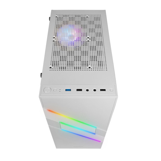 Caja Atx Semitorre Gaming Mars Gaming Mc-u3 White Xl Frontal Argb Con Ventilador Trasero Sincronizad