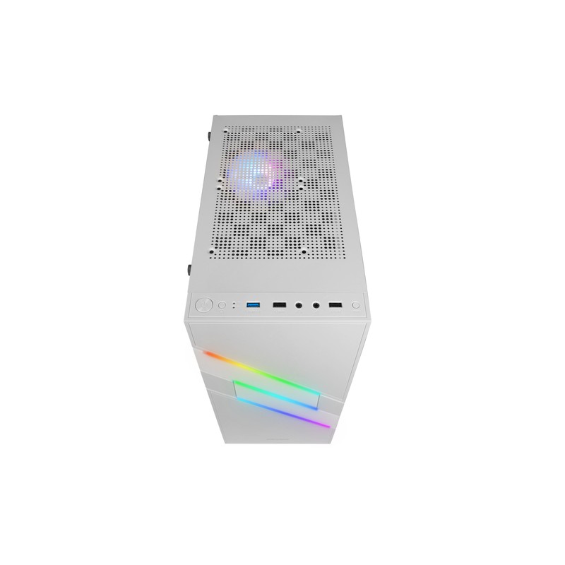 Caja Atx Semitorre Gaming Mars Gaming Mc-u3 White Xl Frontal Argb Con Ventilador Trasero Sincronizad