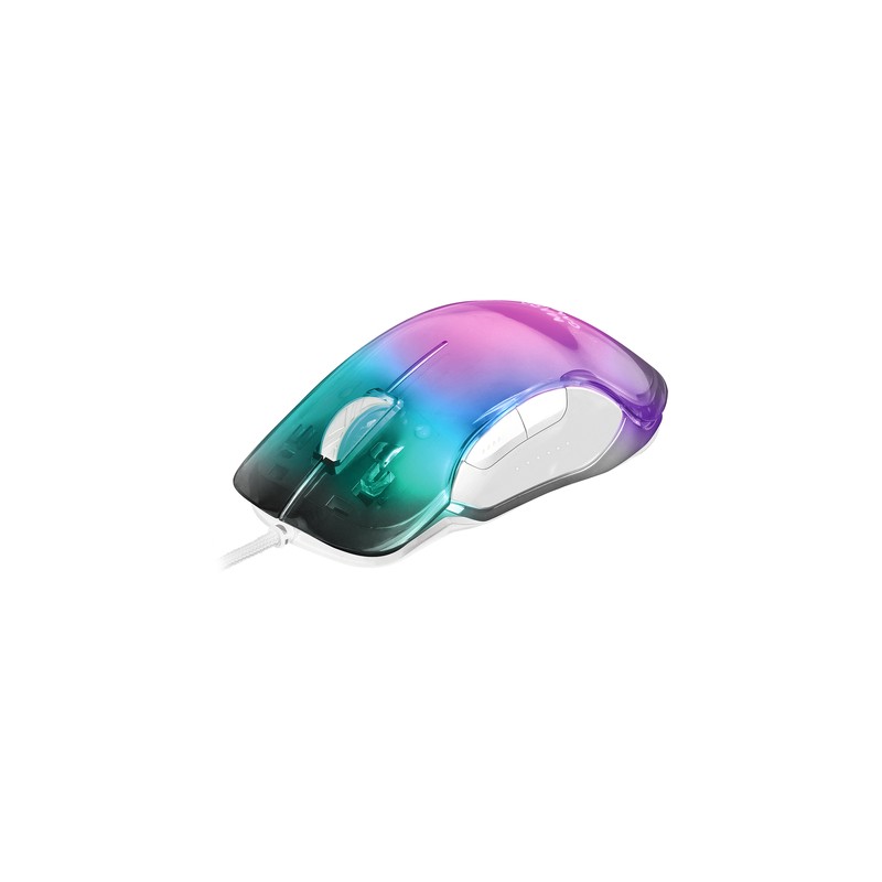 Mouse Mars Gaming Rgb Mmgloww White 12800dpi Iluminacion Total Chroma-glow Con Cuerpo Acabado En Espejo Switches Mecanicos Huano