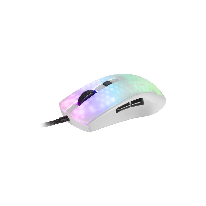 Mouse Mars Gaming Rgb Mmr Translucido White 12800dpi Ultra Ligero 58g Iluminacion Rgb Switches Mecanicos Huano Programables