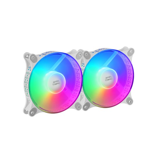 Kit 2xventilador Interno Frgb Mars Gaming Mf-duo White 12x12cm Ultrasilenciosos 15db Iluminacion Frg